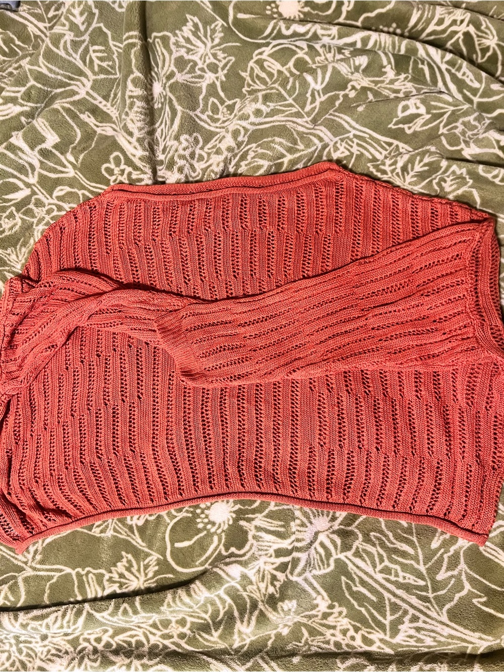 SHEIN Rust Off Shoulder Crewneck Sweater